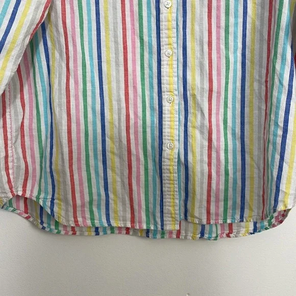Lands end linen blend cabana stripe shirt size M - Picture 2 of 9